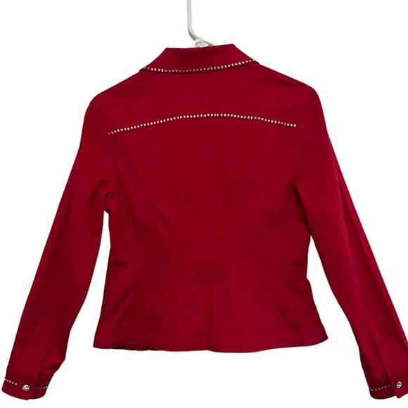 CHRISTINE ALEXANDER RED WESTERNWEAR JACKET EMBELISHED W/RHINESTONES SIZE SMALL - Picture 2 of 8